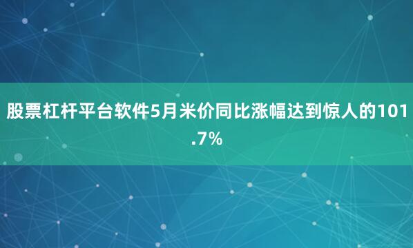 股票杠杆平台软件5月米价同比涨幅达到惊人的101.7%