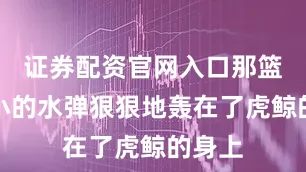 证券配资官网入口那篮球大小的水弹狠狠地轰在了虎鲸的身上